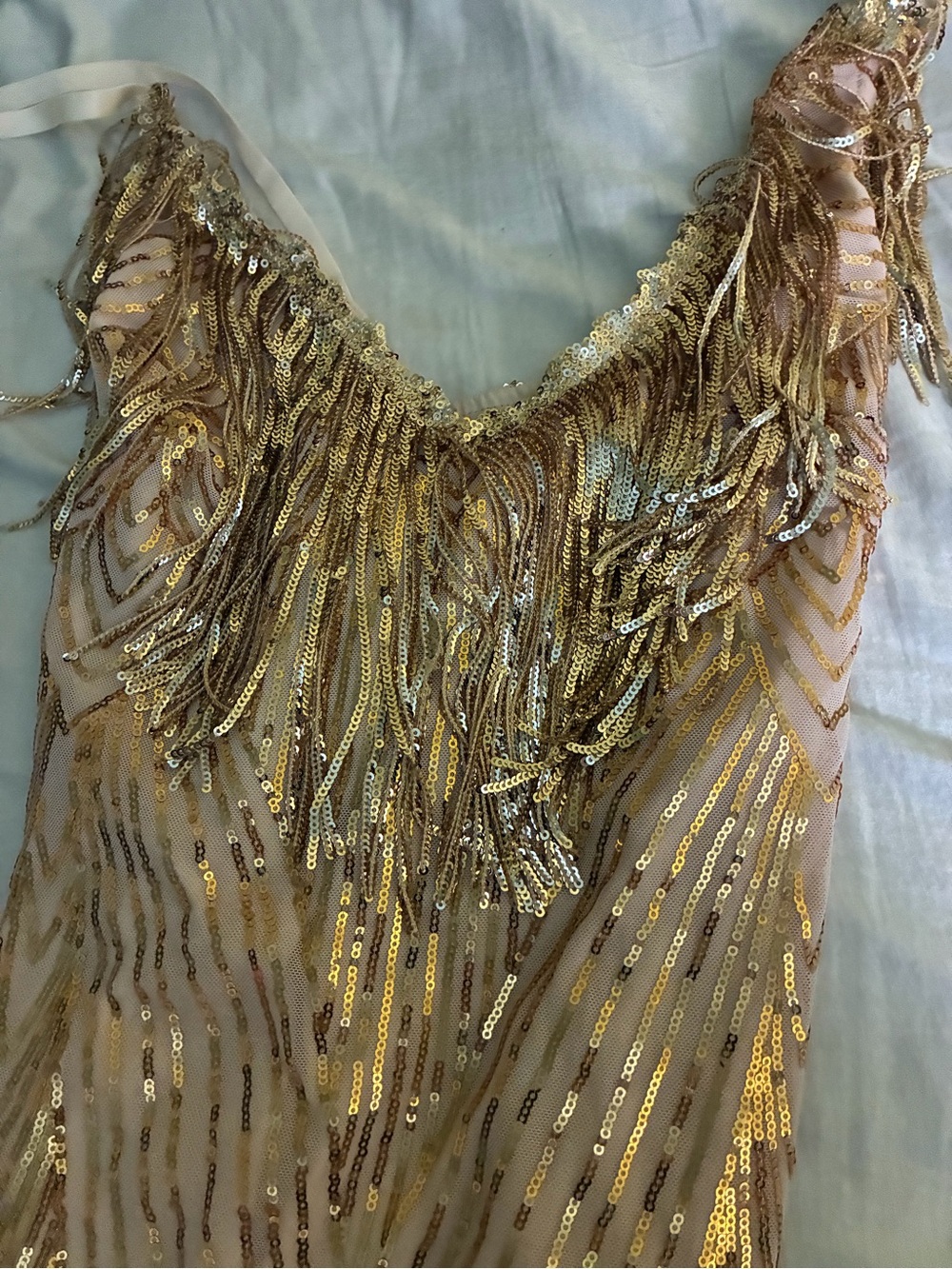 Tan Gold Sequin Dress